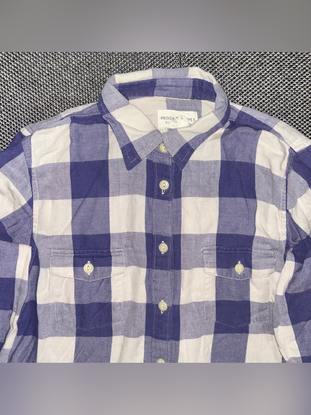 Vintage Denim & Supply Ralph Lauren Purple and White Buffalo Plaid Shirt